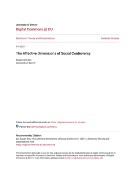 The Affective Dimensions of Social Controversy