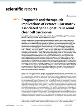Prognostic and Therapeutic Implications of Extracellular Matrix Associated Gene Signature in Renal Clear Cell Carcinoma