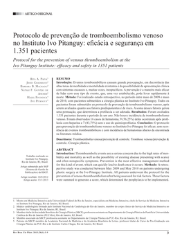 Protocol for the Prevention of Venous Thromboembolism at the Ivo Pitanguy Institute: Efficacy and Safety in 1351 Patients