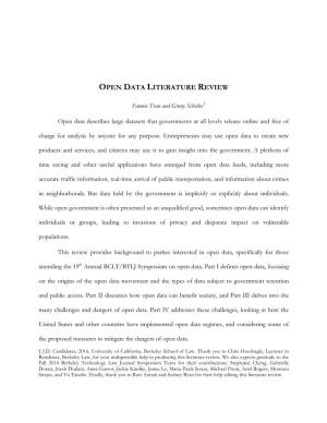 Open Data Literature Review