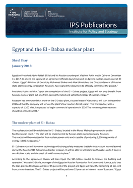 Egypt and the El - Dabaa Nuclear Plant