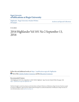 2016 Highlander Vol 101 No 2 September 13, 2016