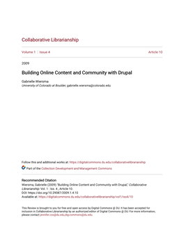 Building Online Content and Community with Drupal