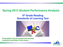 Spring 2013 Student Performance Analysis 5Th Grade Reading Standards of Learning Test