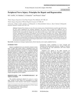 Peripheral Nerve Injury: Principles for Repair and Regeneration M.F