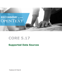 Supported Data Sources CORE 5.17