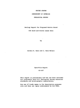 Geology Report for Proposed Norton Sound OCS Sand and Gravel