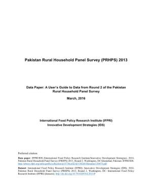 Pakistan Rural Household Panel Survey (PRHPS) 2013