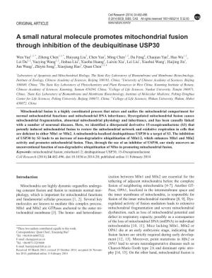 A Small Natural Molecule Promotes Mitochondrial Fusion Through Inhibition of the Deubiquitinase USP30