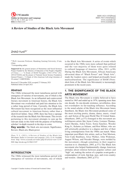 A Review of Studies of the Black Arts Movement