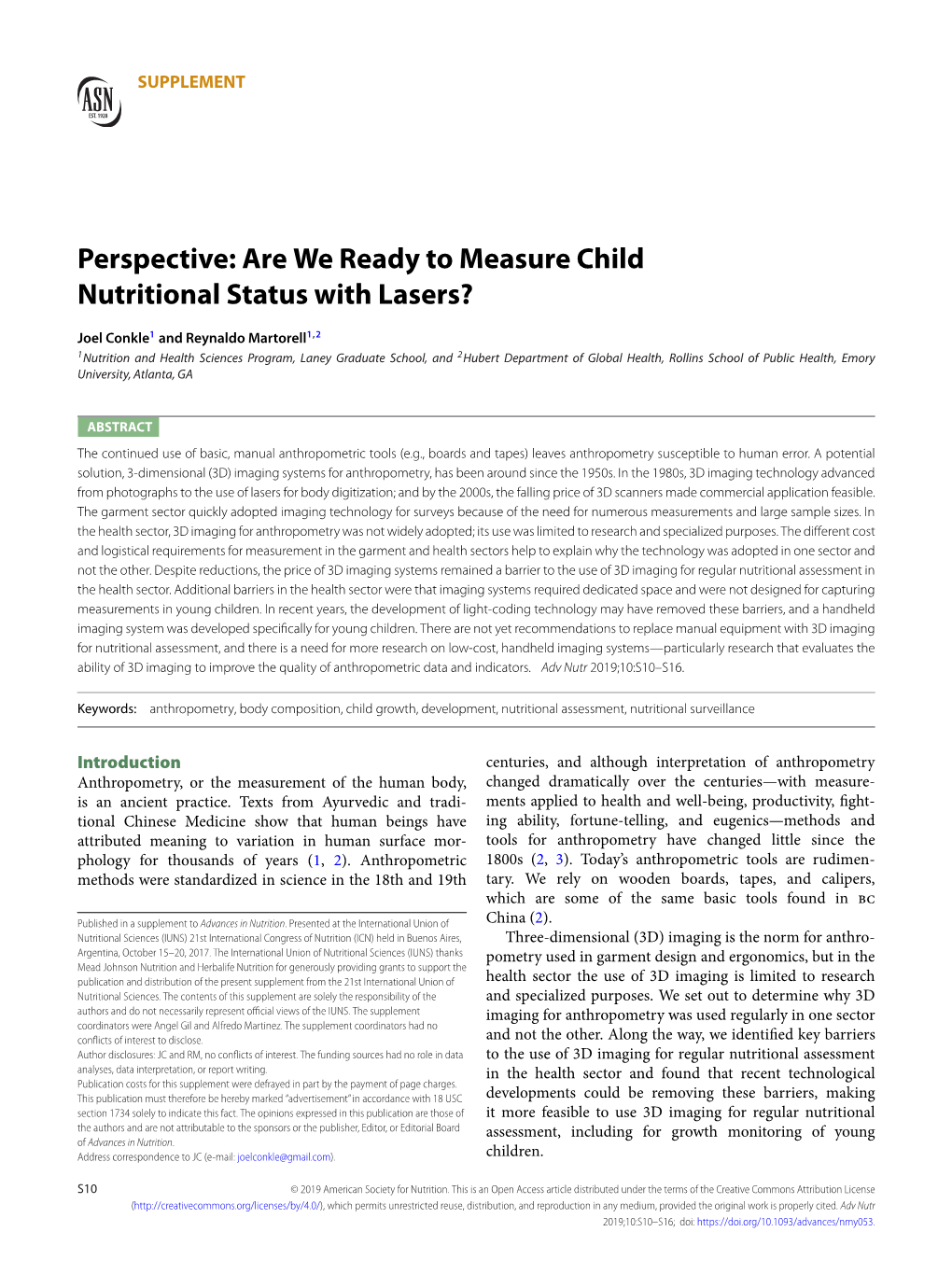 Are We Ready to Measure Child Nutritional Status with Lasers?