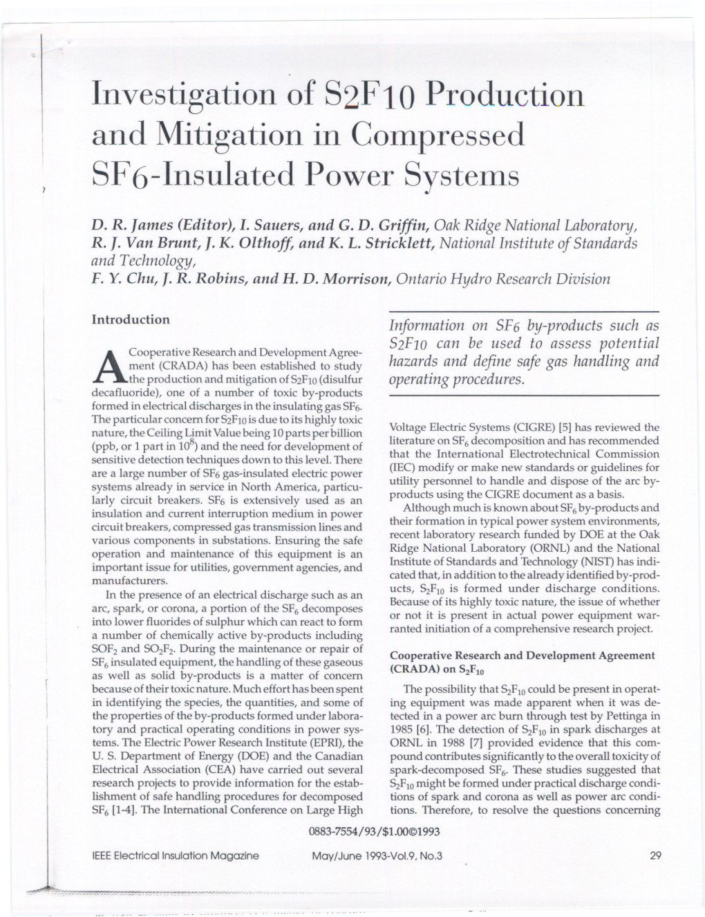 Investigation of S2fl0 Production and Mitigation in Colllpressed SF6-Insulated Power Systellls