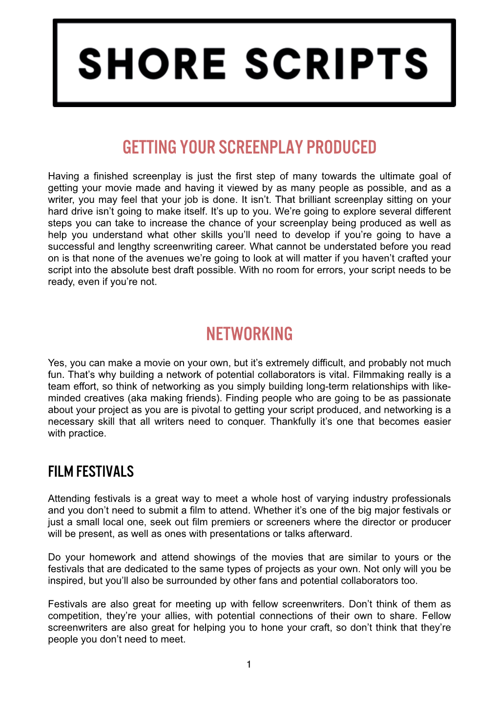 Getting Your Screenplay Produced Networking