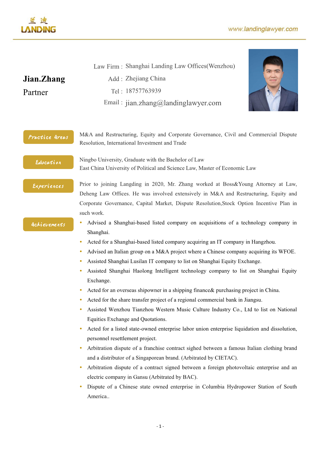 Jian.Zhang Partner