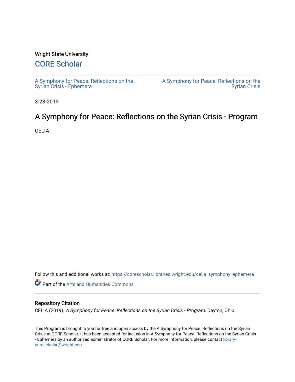 A Symphony for Peace: Reflections on the Syrian Crisis - Ephemera Syrian Crisis