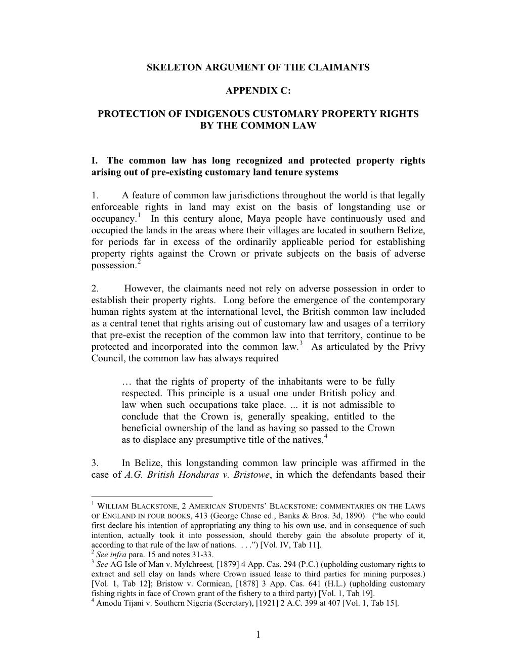 Appendix C to the Brief to the Court (Protection of Indigenous