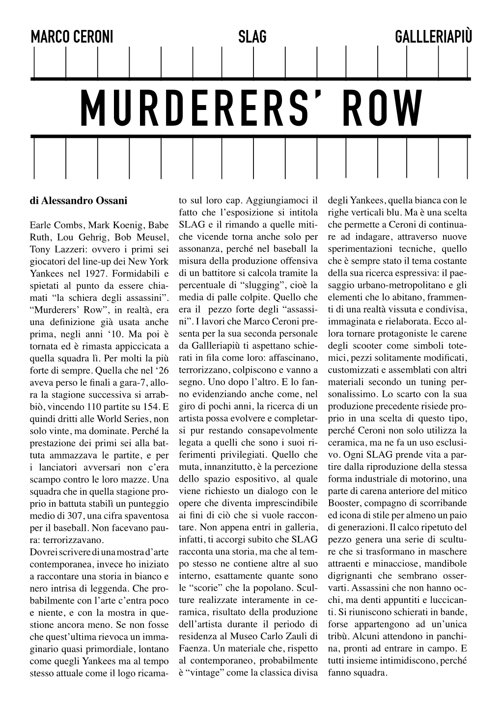 MURDERERS' ROW by Alessandro Ossani