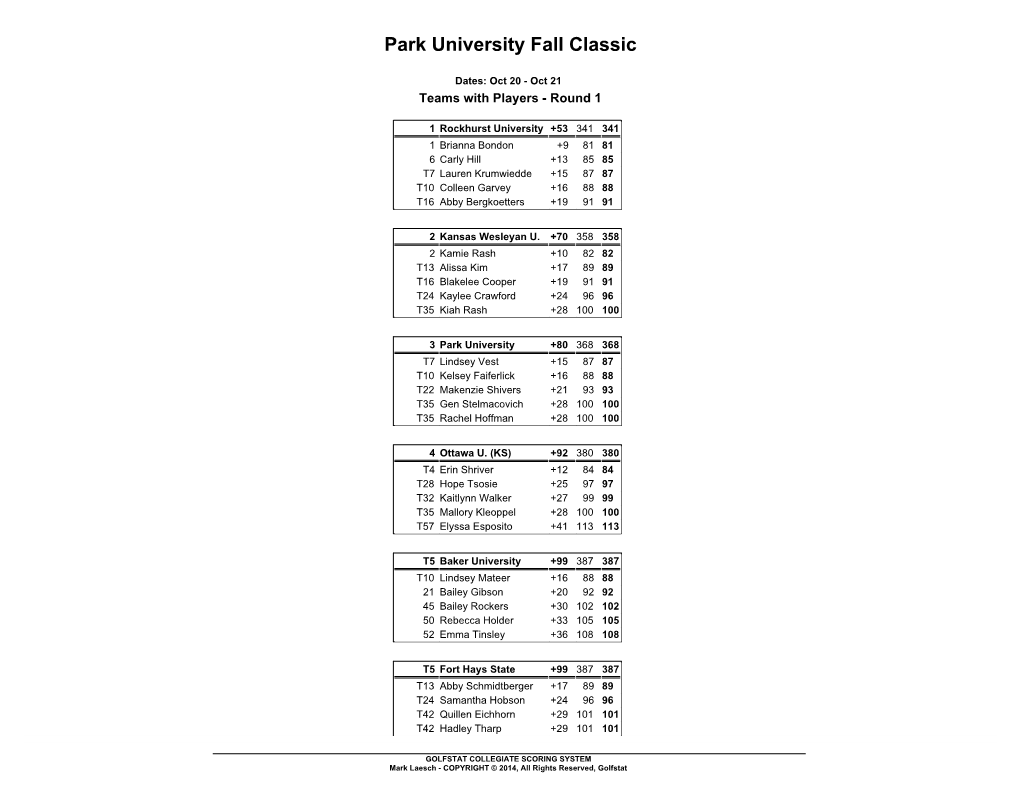 Park University Fall Classic