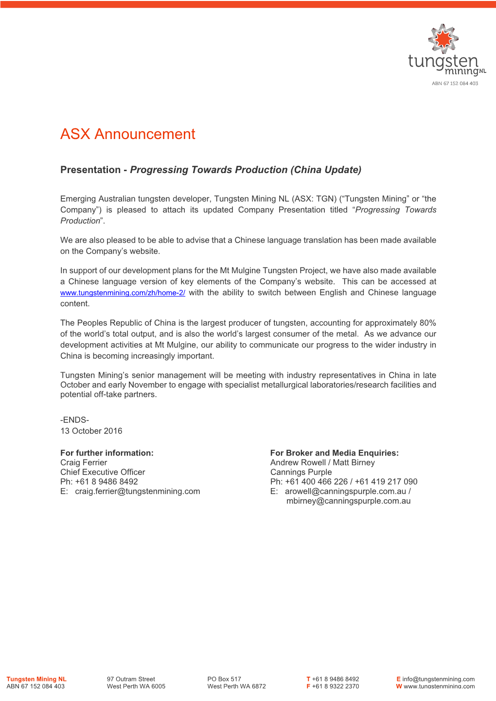 ASX Announcement