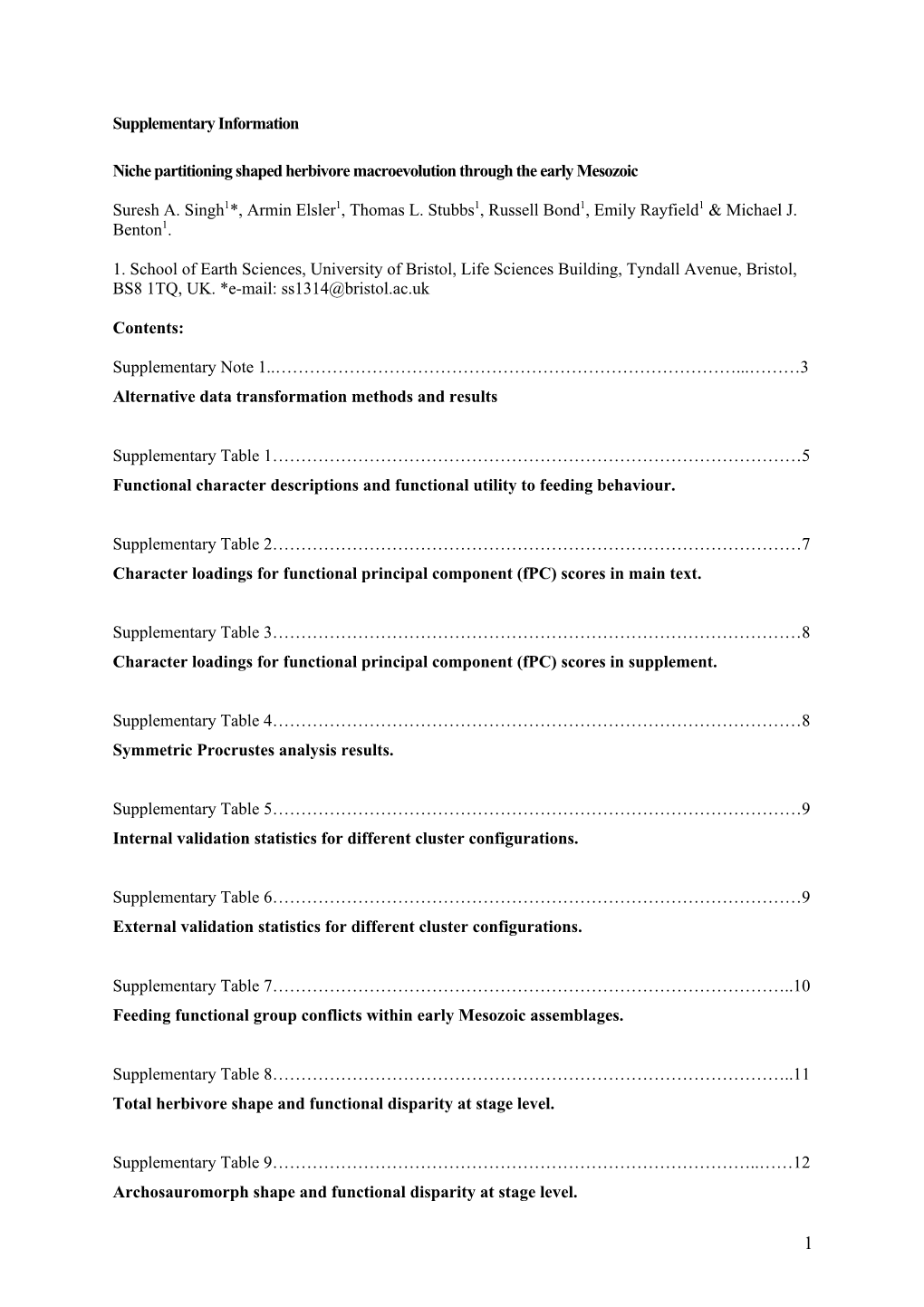 Supplementary Information Niche Partitioning