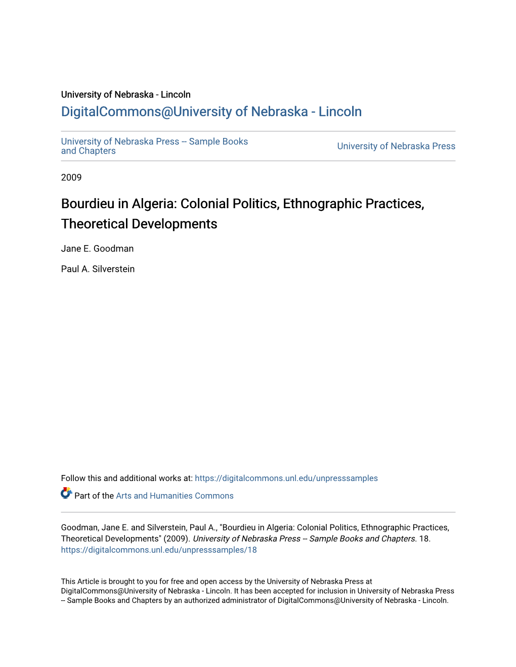 Bourdieu in Algeria: Colonial Politics, Ethnographic Practices, Theoretical Developments