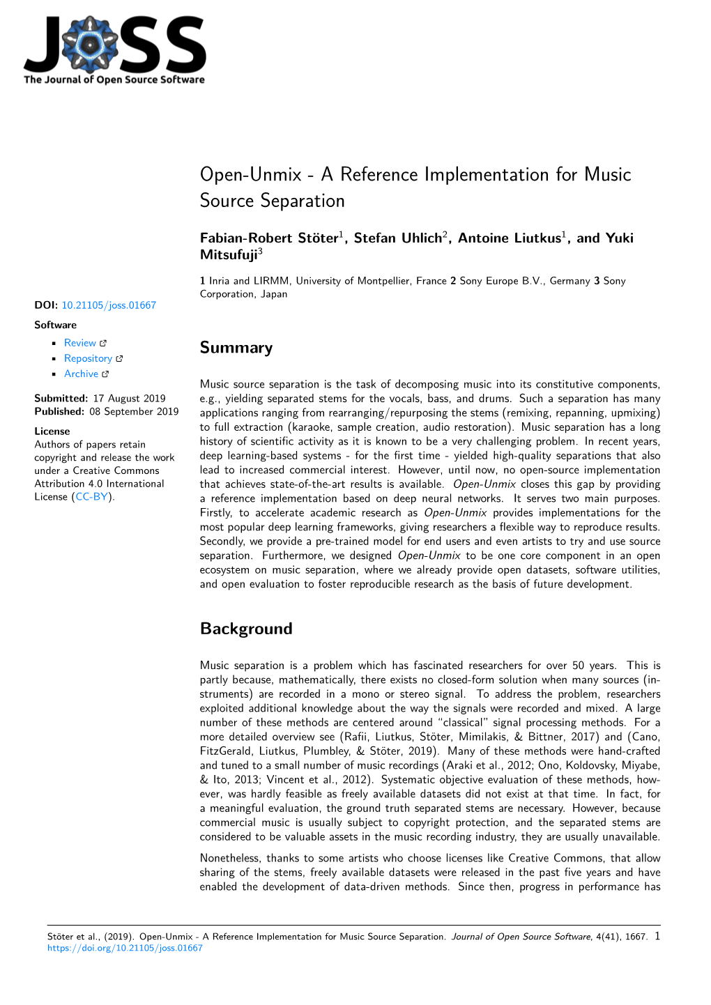 A Reference Implementation for Music Source Separation