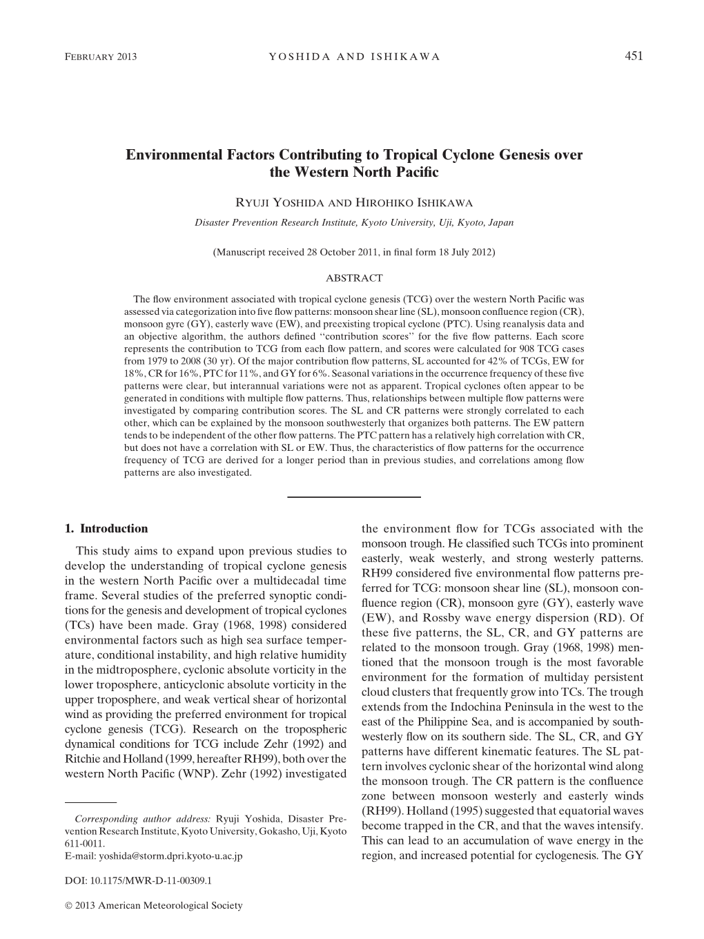 Environmental Factors Contributing to Tropical Cyclone Genesis Over the Western North Paciﬁc