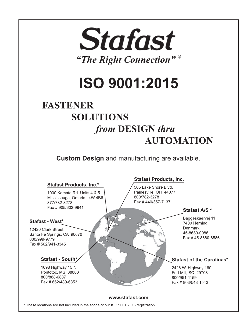 ISO 9001:2015 FASTENER SOLUTIONS from DESIGN Thru AUTOMATION