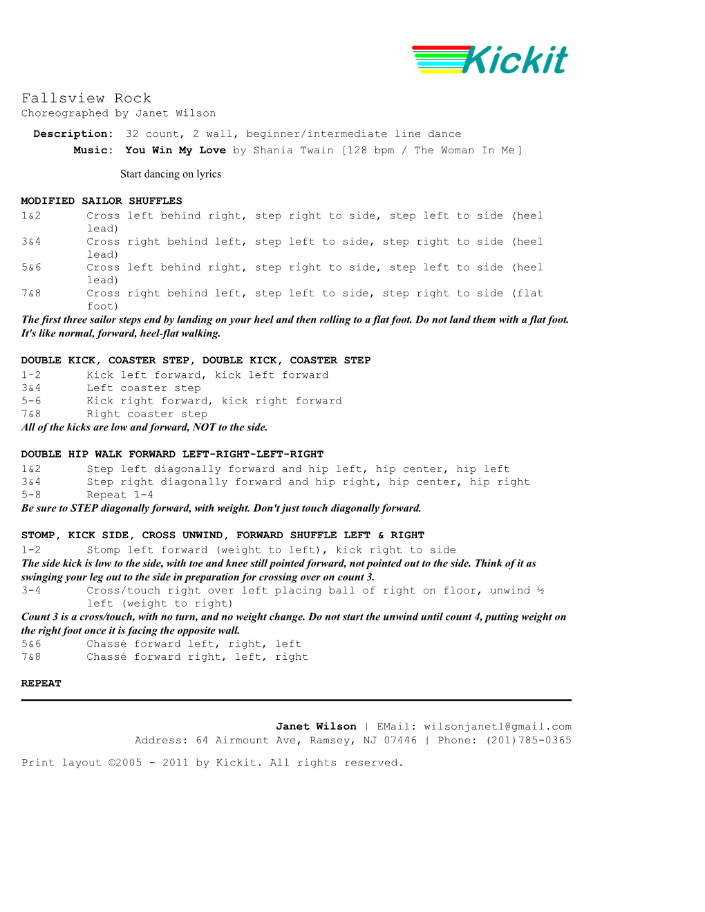 Kickit Step Sheet