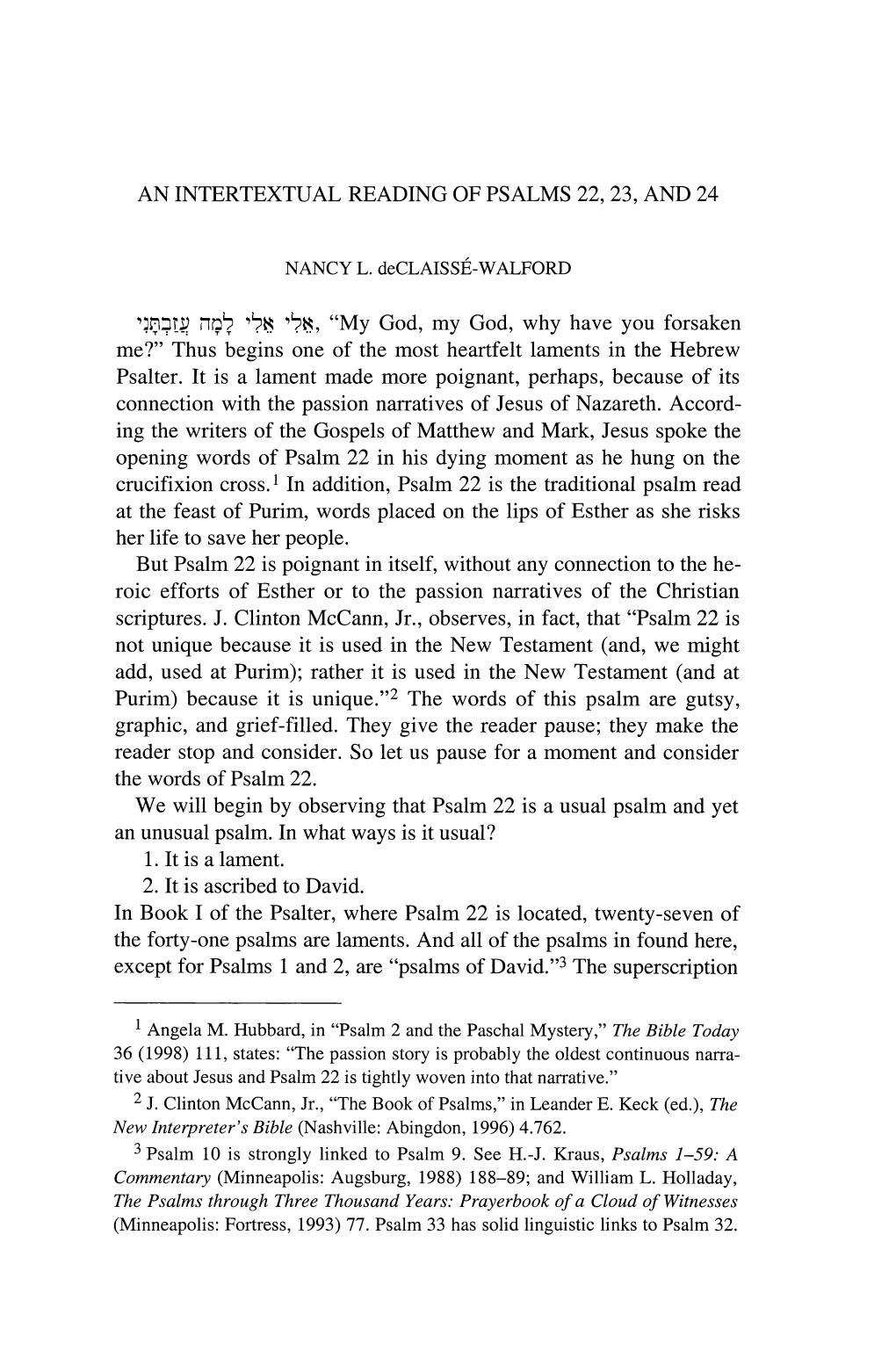 AN INTERTEXTUAL READING of PSALMS 22, 23, and 24 