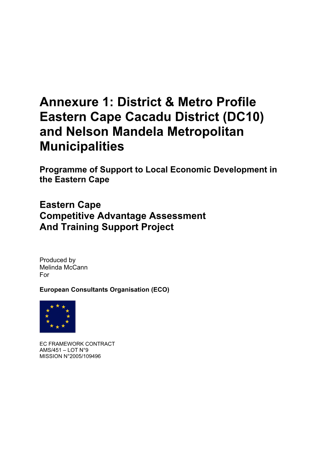 District & Metro Profile Eastern Cape Cacadu District