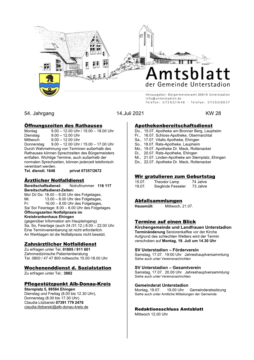 54. Jahrgang 14.Juli 2021 KW 28