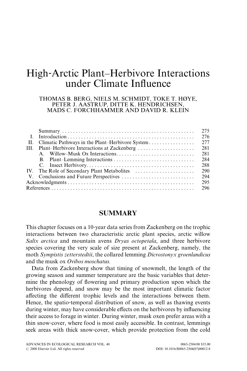 High‐Arctic Plant–Herbivore Interactions Under Climate Influence