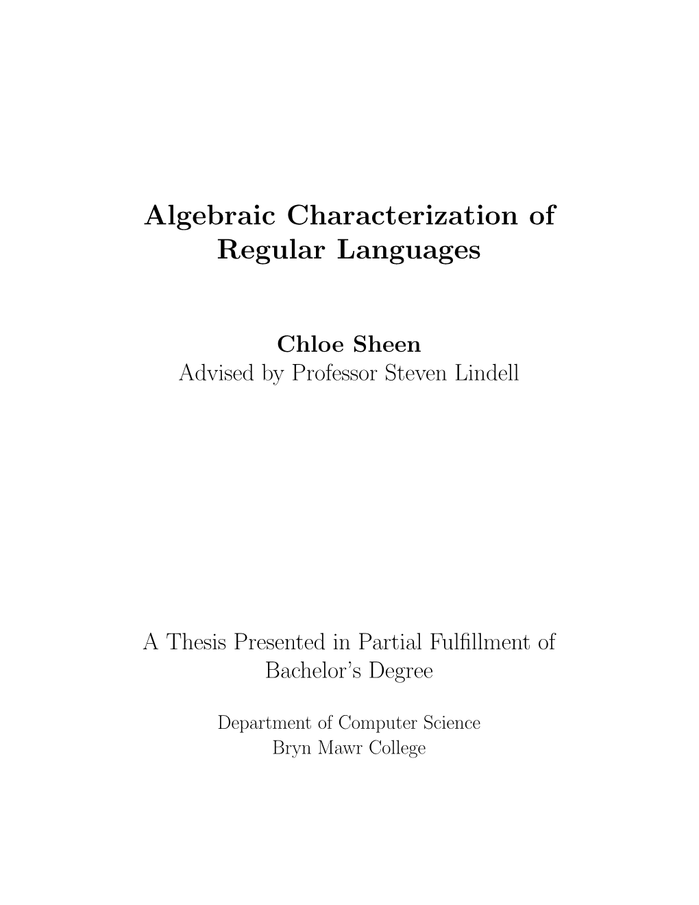 Algebraic Characterization of Regular Languages