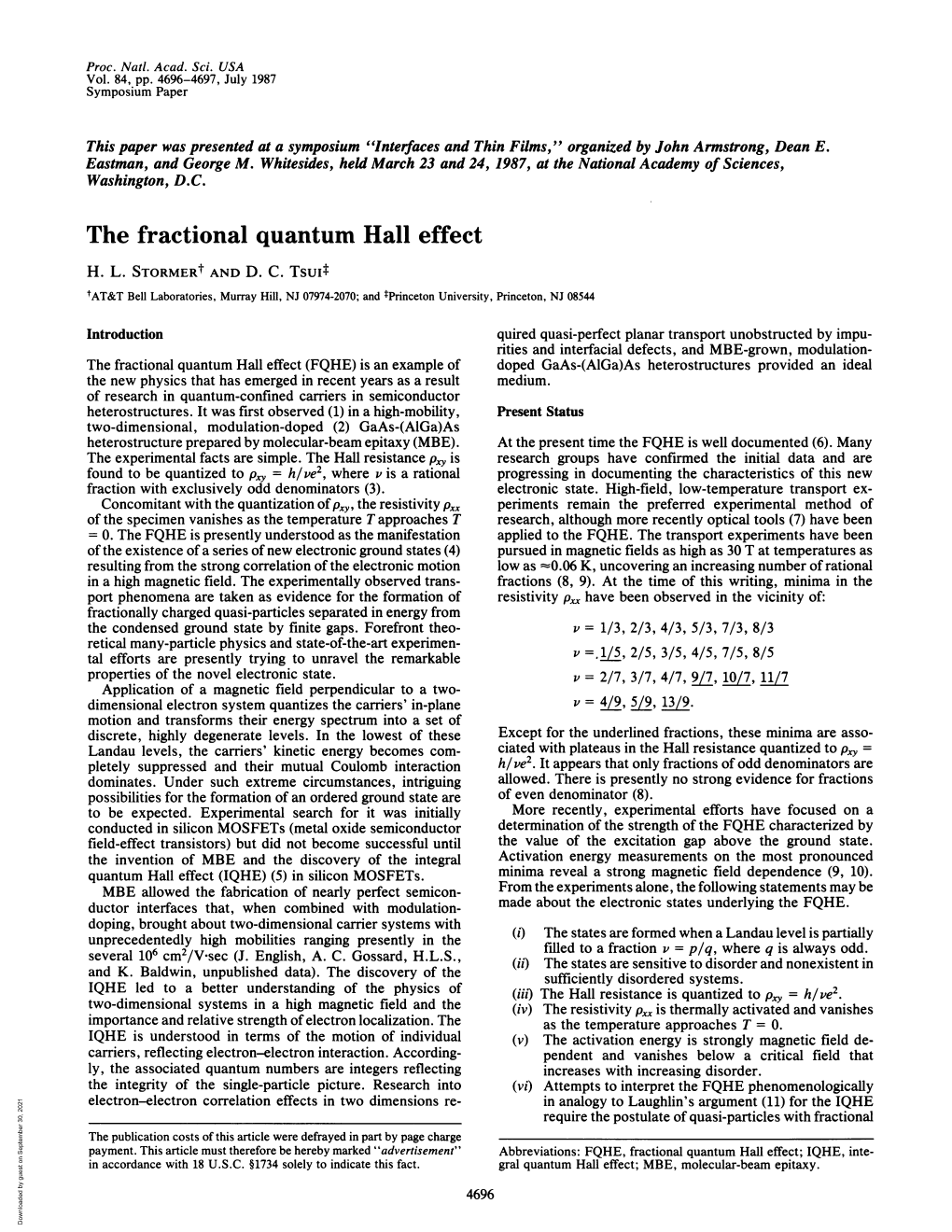 The Fractional Quantum Hall Effect H