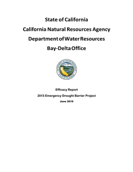 Efficacy Report 2015 Emergency Drought Barrier Project -- June 2019