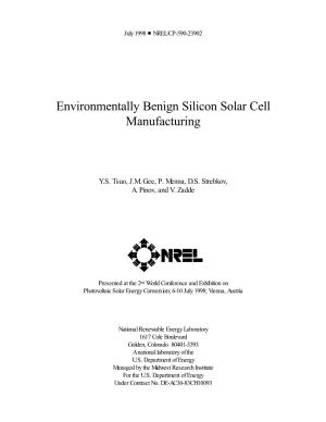 Environmentally Benign Silicon Solar Cell Manufacturing