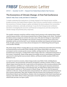 The Economics of Climate Change: a First Fed Conference Galina B
