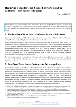 Requiring a Specific Open Source Software in Public Contracts – Best Practices to Adopt Practical Guide