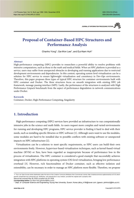 Proposal of Container-Based HPC Structures and Performance Analysis
