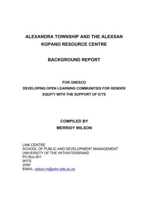 Alexandra Township and the Alexsan Kopano Resource Centre