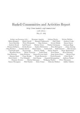 Haskell Communities and Activities Report – Sixth Edition – May 25, 2004