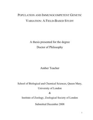 A Thesis Presented for the Degree Doctor of Philosophy Amber Teacher