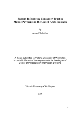 Factors Influencing Consumer Trust in Mobile Payments in the United Arab Emirates