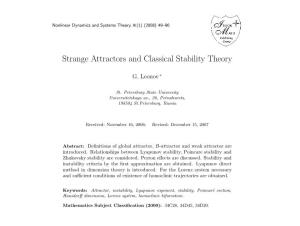 Strange Attractors and Classical Stability Theory