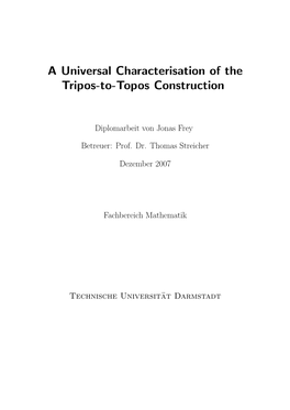 A Universal Characterisation of the Tripos-To-Topos Construction
