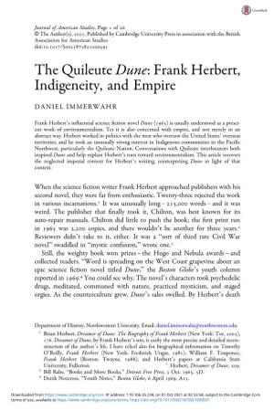 The Quileute Dune: Frank Herbert, Indigeneity, and Empire