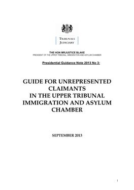 Guide for Unrepresented Claimants in Upper Tribunal Immigration And