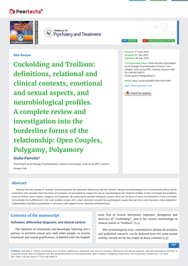 Cuckolding and Troilism: Definitions, Relational and Clinical Contexts, Emotional and Sexual Aspects, and Neurobiological Profiles