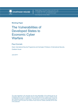 The Vulnerabilities of Developed States to Economic Cyber Warfare